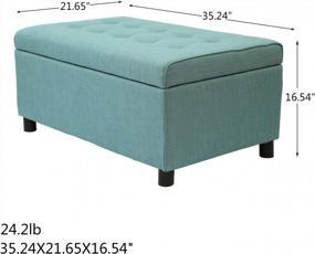 img 2 attached to Button Tufted Teal Fabric Storage Ottoman Bench - Multi-Purpose Footrest, Toy Chest And Room Organizer In CadetBlue