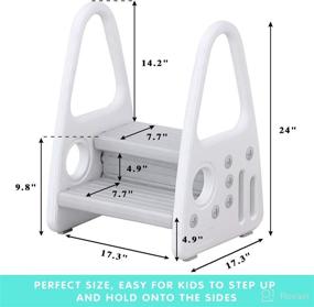img 2 attached to 🚽 Convenient and Safe Gray Toddler Step Stool with Handrails - Ideal for Reaching Bathroom Sink, Toilet, and Potty Training