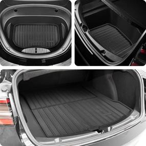 img 1 attached to 🚗 BASENOR Tesla Model 3 Floor Mats TPE Full Set Heavy Duty All-Weather Waterproof Cargo Liner Accessories Fit for Model 3 2021 2022 6PCS