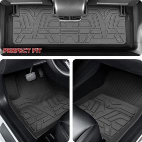 img 2 attached to 🚗 BASENOR Tesla Model 3 Floor Mats TPE Full Set Heavy Duty All-Weather Waterproof Cargo Liner Accessories Fit for Model 3 2021 2022 6PCS