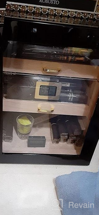 img 1 attached to Cigar Aficionados Rejoice: Woodronic'S Digital Humidor Cabinet For 100-150 Cigars, Spanish Cedar Lining, And 2 Crystal Gel Humidifiers In A Glossy Ebony Finish - Perfect Gift For Fathers! review by Bryan White