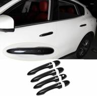 maserati levante 2016-2021 и ghibli 2014-2021 abs black carbon look наружная дверная ручка накладка (подходит для замочной скважины передней двери и умной замочной скважины 4 дверей) логотип