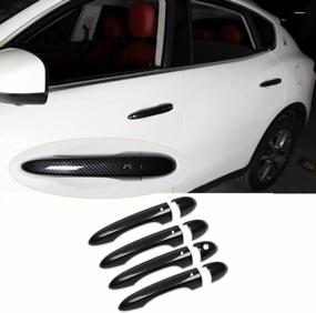 img 4 attached to Maserati Levante 2016-2021 и Ghibli 2014-2021 ABS Black Carbon Look Наружная дверная ручка Накладка (подходит для замочной скважины передней двери и умной замочной скважины 4 дверей)