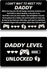 img 4 attached to 2Pc New Dad Gifts | Engraved Wallet Cards For Father'S Day Wishes | I Can'T Wait To See You Playstation Card & Baby Footprints Newborn Dad Card