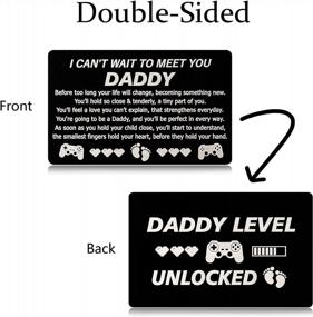 img 3 attached to 2Pc New Dad Gifts | Engraved Wallet Cards For Father'S Day Wishes | I Can'T Wait To See You Playstation Card & Baby Footprints Newborn Dad Card