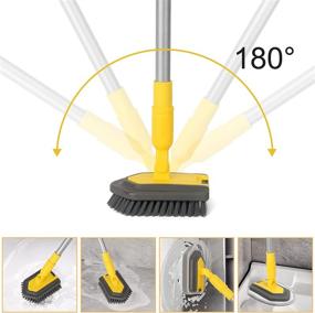img 1 attached to 🧽 3 in 1 Tub Tile Scrubber Brush: Extendable Long Handle, Stiff Bristle Brush, Sponge for Bathroom & Kitchen Cleaning