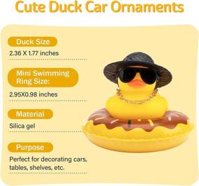 img 1 attached to 🦆 wonuu Car Rubber Duck Dashboard Decoration with Mini Sun Hat, Swim Ring Necklace, and Sunglasses - Car Duck Ornament for Dashboard Accessories