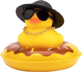 img 4 attached to 🦆 wonuu Car Rubber Duck Dashboard Decoration with Mini Sun Hat, Swim Ring Necklace, and Sunglasses - Car Duck Ornament for Dashboard Accessories