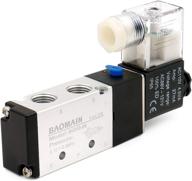 baomain 4v210-08 ac110v pneumatic air control solenoid valve: 5 way, 2 position, pt1/4, internally piloted type with single electrical control logo