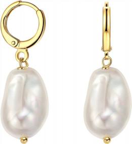 img 4 attached to Baroque Pearl Hoop Earrings: 925 Sterling Silver With 18K Gold Plating - Lightweight And Hypoallergenic For Women Of All Ages!