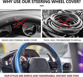 img 2 attached to 🚗 Carbon Fiber Steering Wheel Cover - Safe & Non-Slip Car Accessory for Men and Women - 15-Inch Universal Auto Steering Wheel Cover - Stylish Steering Accessories for Cars - Great Gift Idea (Blue)