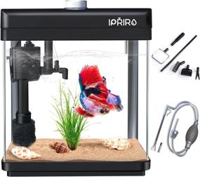 img 4 attached to Impressive iPriro 1.5 Gallon Glass Betta Aquarium Starter Kit: LED 🐠 Light, Temp Display, Top Filtration, Gravel Cleaners & Cleaner Tool 4 in 1