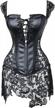 lyz women's sexy faux leather shoulder strap corset dress bustier skirt lace up black logo
