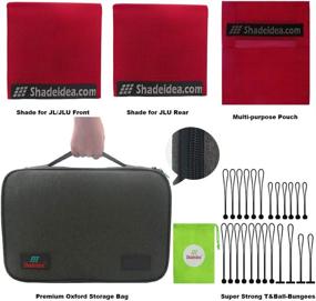 img 1 attached to Shadeidea Sun Shade For Jeep Wrangler JL Unlimited (2018 - Current) 4 Door Front And Rear 2 Piece-Cherry Red Mesh Screen Sunshade JLU Top Cover UV Blocker With Grab Bag-10 Years Warranty