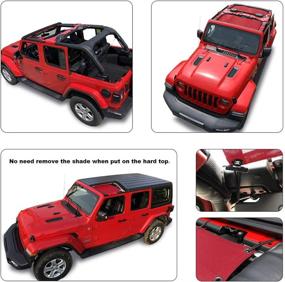 img 3 attached to Shadeidea Sun Shade For Jeep Wrangler JL Unlimited (2018 - Current) 4 Door Front And Rear 2 Piece-Cherry Red Mesh Screen Sunshade JLU Top Cover UV Blocker With Grab Bag-10 Years Warranty