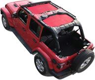 shadeidea sun shade for jeep wrangler jl unlimited (2018 - current) 4 door front and rear 2 piece-cherry red mesh screen sunshade jlu top cover uv blocker with grab bag-10 years warranty logo