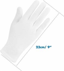 img 3 attached to White Cotton Gloves, Cridoz 12 Pairs Cotton Gloves For Women Dry Hands Cleaning Serving Archival Gloves For Sleeping Moisture Eczema Coin Jewelry Silver Costume Inspection Handling Art, Large Size