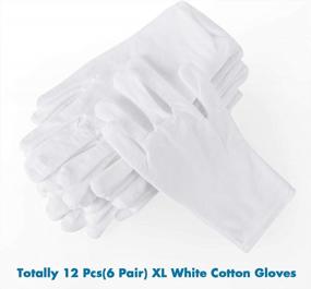 img 2 attached to White Cotton Gloves, Cridoz 12 Pairs Cotton Gloves For Women Dry Hands Cleaning Serving Archival Gloves For Sleeping Moisture Eczema Coin Jewelry Silver Costume Inspection Handling Art, Large Size