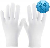 white cotton gloves, cridoz 12 pairs cotton gloves for women dry hands cleaning serving archival gloves for sleeping moisture eczema coin jewelry silver costume inspection handling art, large size logo