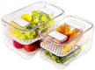elabo food storage containers for fridge - stackable produce saver organizer with lids and drain tray for vegetables, berries, and fruits, 1 medium and 1 large drawer bin basket logo