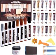 complete wood furniture repair kit - restore any wood with set of 39: hardwood floor repair, wood filler, markers, touch up - ideal for scratch, stain, hole - revive wooden door, desk, cabinet, laminate logo