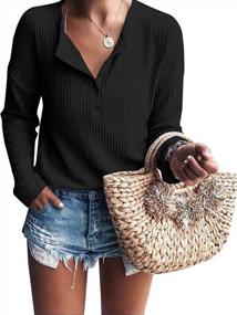 img 2 attached to Warm & Stylish Women'S Waffle Knit Henley Shirts With V-Neck & Button Down Design