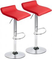 set of 2 puluomis red faux leather barstools with 360 degree swivel and adjustable height - modern counter chair with low profile design for pub, kitchen or bar логотип