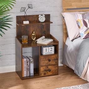 img 3 attached to BEWISHOME End Table Side Table With Drawers And Shelf, Bedside Nightstand Accent Table For Bedroom & Living Room, Small Couch Table KTZ22Z