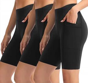 img 4 attached to Stay Comfortable And Stylish During Workouts With Our Women'S 8'' High Waist Biker Shorts With Pockets