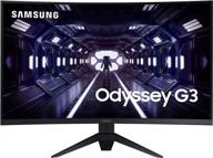 samsung lc32g35tfqnxza ultrawide freesync borderless monitor with 165hz refresh rate, flicker free, eye saver mode, and odyssey g3 curvature. logo