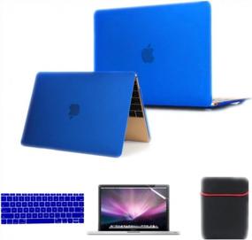 img 4 attached to MacBook 12 Inch Case Model A1534/A1931 2015-2019 Version Se7Enline Hard Shell Protective Laptop Cover With Sleeve Bag, Keyboard Skin & Screen Protector - Deep Blue