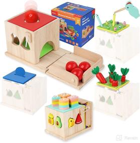 img 4 attached to 🎁 UAHAPY Baby Montessori Toys: 6-in-1 Wooden Educational Games for 1-3 Year Old Boys & Girls - Enhance Motor Skills, Sensory Development - Perfect Christmas & 1st Birthday Gifts