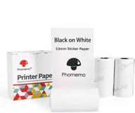 🖨️ phomemo m02/m02 pro/m02s/m03 white sticker paper, black on white thermal paper - 50mm x 3.5m, diameter 30mm - pack of 3 rolls logo