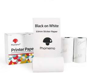 img 4 attached to 🖨️ Phomemo M02/M02 Pro/M02S/M03 White Sticker Paper, Black on White Thermal Paper - 50mm x 3.5m, Diameter 30mm - Pack of 3 Rolls