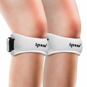 img 4 attached to IPOW 2 Pack Knee Pain Relief & Patella Stabilizer Knee Strap Brace Support For Hiking, Soccer, Basketball, Running, Jumpers Knee, Tennis, Volleyball & Squats
