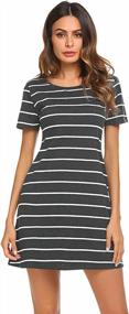 img 3 attached to Women'S Casual Striped Criss Cross T Shirt Dress By Feager