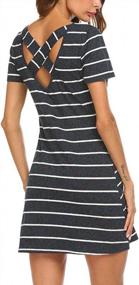 img 4 attached to Women'S Casual Striped Criss Cross T Shirt Dress By Feager