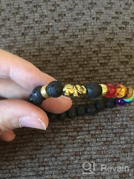 img 1 attached to 🧘 Chakra Bracelet - Elephants Gifts for Women and Men - Natural 8mm Lava Rock Bead Stress Relief Yoga Bracelet - Aromatherapy Essential Oil Diffuser Bracelet for Women, Girls review by Sameer Hilton