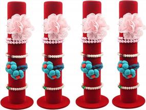 img 4 attached to BOCAR Velvet Vertical Tower Jewelry Bracelet Display Stand Bangle T-Bar Display Holder (CTZ-Red-4)