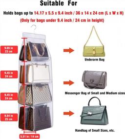 img 3 attached to Organize Your Handbags With Lirex 8 Pocket Hanging Purse Organizer - Foldable And Universal Fit For Family Closet And Bedroom Storage (Light Grey)