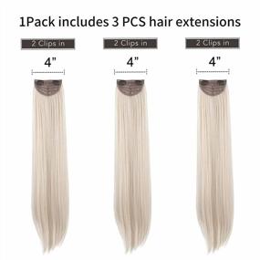 img 3 attached to ♀️ REECHO 20" Thick Long Straight 3PCS Set Clip in Hair Extensions - Cool Light Blonde for Women and Girls