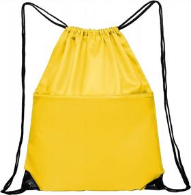 img 3 attached to Buy Yellow Drawstring Backpack Sports Water Resistant String Bag Sport Gym Sackpack For Women Men Large With Zipper - BuyAgain