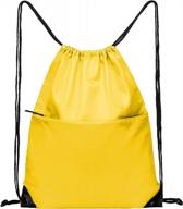 купить желтый рюкзак на шнурке спортивная водостойкая сумка-стринг спортивный рюкзак для женщин и мужчин большой с молнией - buyagain логотип
