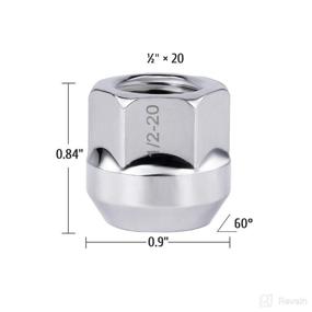img 3 attached to 🔩 Set of 20 - Chrome Plated Wheel Lug Nuts, 1/2"-20 Open End, Cone Seat, 3/4" 19mm Hex, 0.84x0.9 in. - Compatible with Dodge Dakota Ramcharger Ford Bronco Explorer F-150 Jeep Wrangler & More