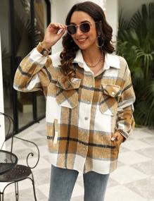 img 1 attached to Stay In Style This Fall With Uaneo Women'S Plaid Shacket - The Perfect Wool Blend Flannel Shirt Jacket!