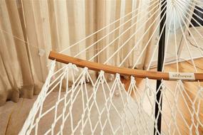 img 1 attached to Double Hammock Swing Bed - Upgraded Bamboo Spreader Bars, Large Cotton Rope For Indoor/Outdoor Use (2 Person Portable)