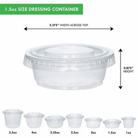 img 2 attached to 100-Pack Of 1.5 Oz Small Plastic Cups With Lids - Perfect Jello Shot Cups, Portion And Condiment Containers, Souffle Cups For Sauces And Dressings
