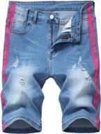 men's slim fit ripped denim shorts with distressed holes логотип