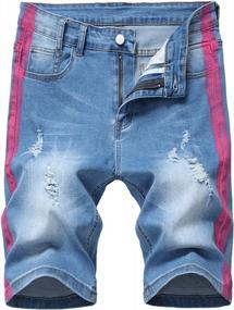 img 4 attached to Men'S Slim Fit Ripped Denim Shorts With Distressed Holes