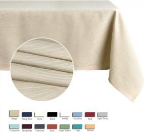 img 3 attached to Heavyweight, Spillproof Tablecloth With Swirl Pattern: Perfect For Kitchen, Dining, And Outdoor Picnics - 52 X 52 Inch Square - Beige